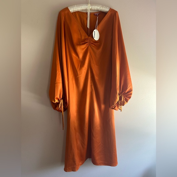 Staud BNWT Sofia Dress Rust Orange - Picture 4 of 7